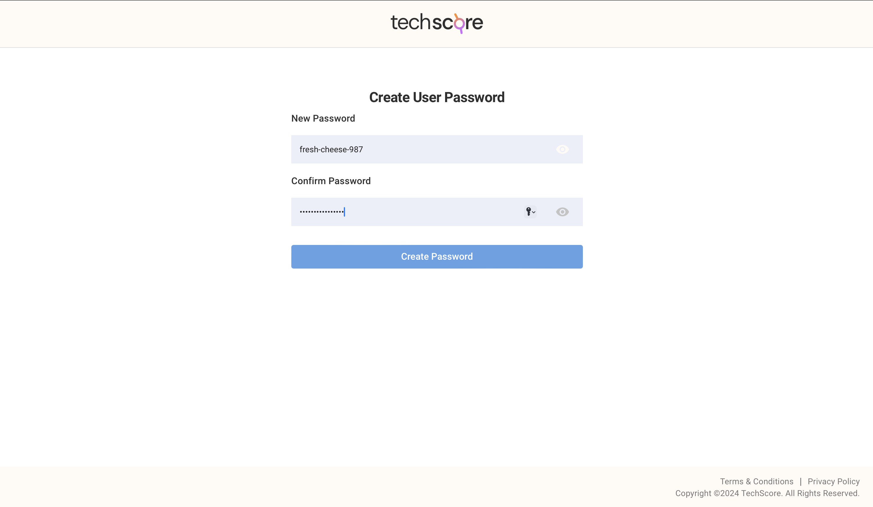 Image of Invited User Create password Page